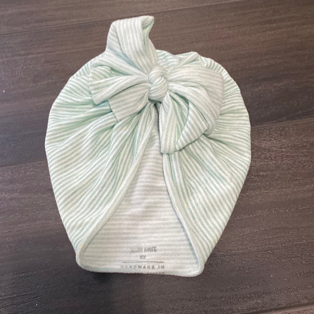 Bunny Knots - Green and white striped Raga, size S
